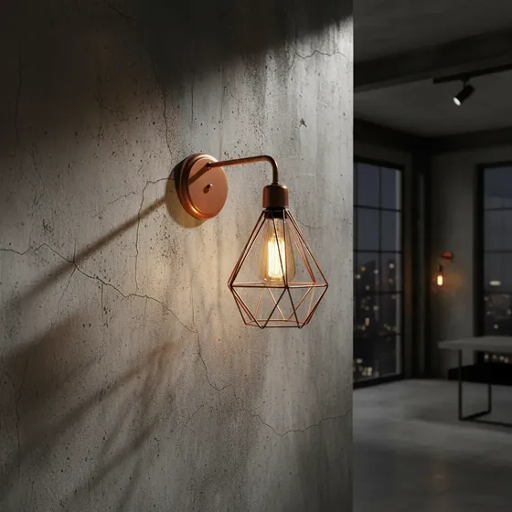 Lustre Industrial – Arandela Aramado Diamante Cobre Total
