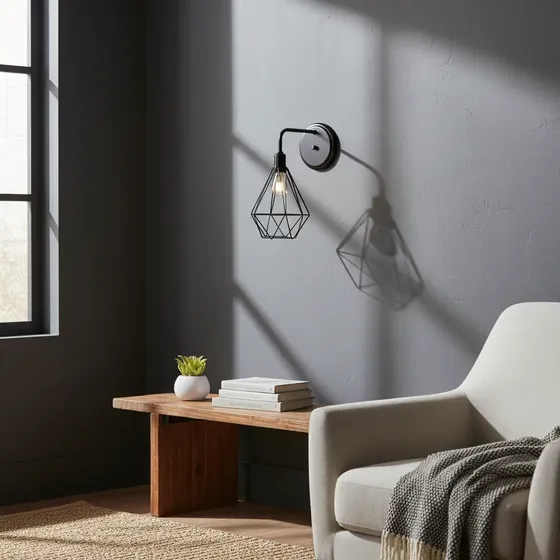Lustre Arandela Aramado Diamante Preto – 24×28 Cm