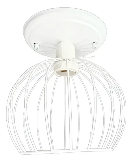 Lustre De Teto – Plafon Retrô Aramado Globo Bolinha Branco