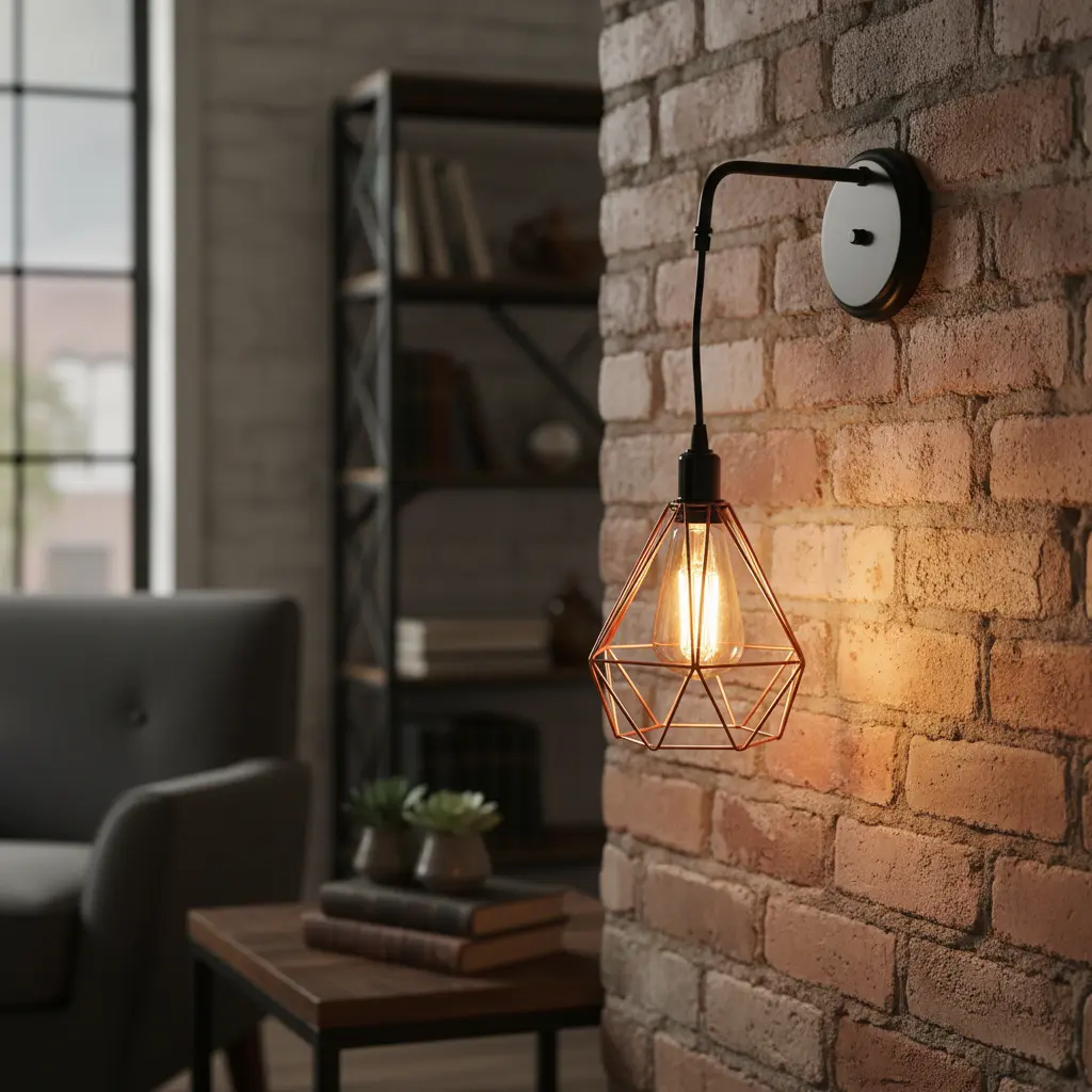 Arandela Pendente Industrial Aramado Retro Diamante Cobre
