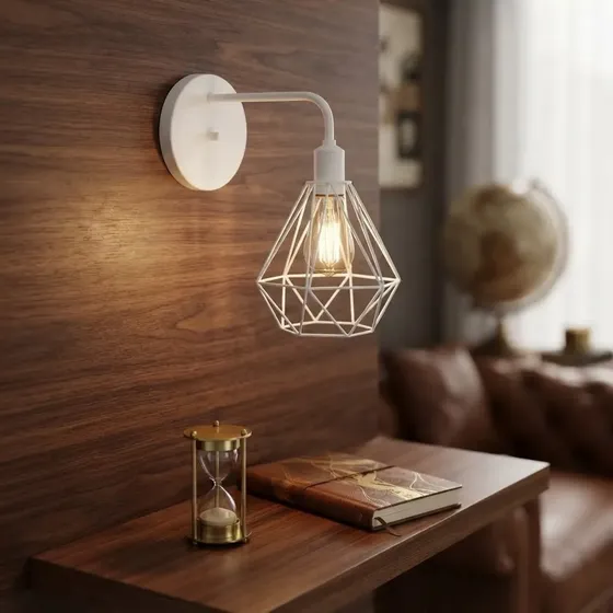 Lustre Industrial – Arandela Retrô Aramado Diamante Branco