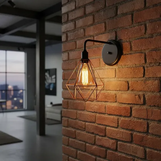 Arandela Industrial Aramado Retro Diamante Cobre