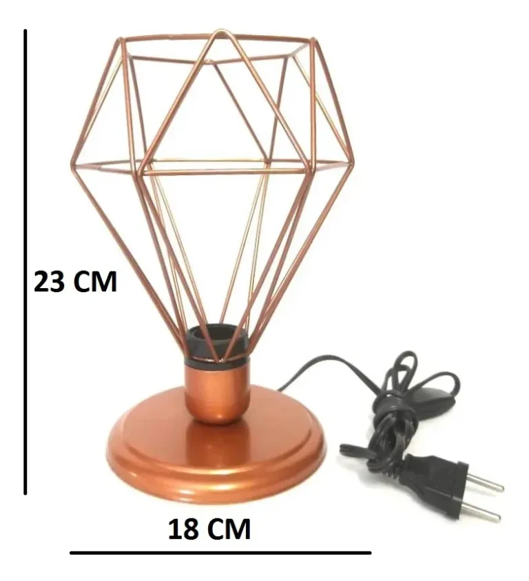 Abajur Aramado Diamante Pequeno Cor Cobre Ambientes