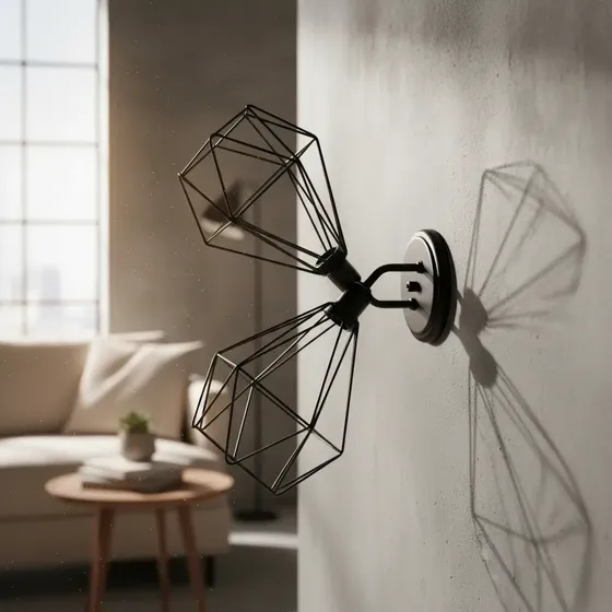 Arandela Dupla Industrial Retro Aramado Diamante Preto