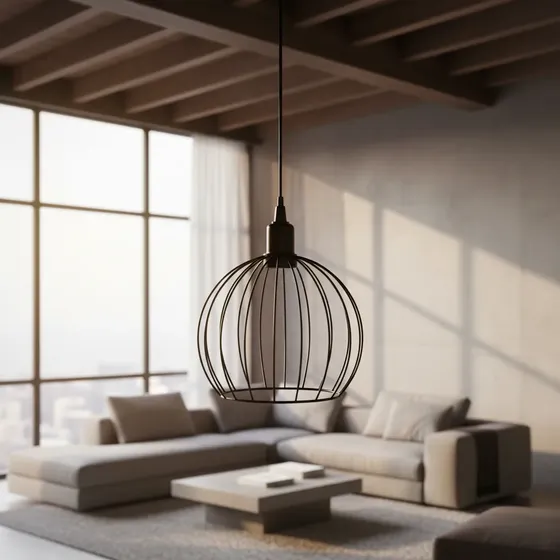 Lustre Pendente Aramado Globo Preto – 18×20 Cm