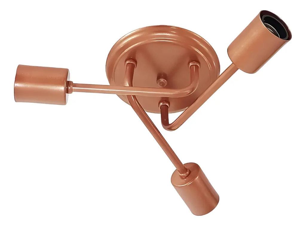 Lustre De Teto 3 Lâmpadas – Plafon Aranha Sputnik Copo Estrutura Cobre Total