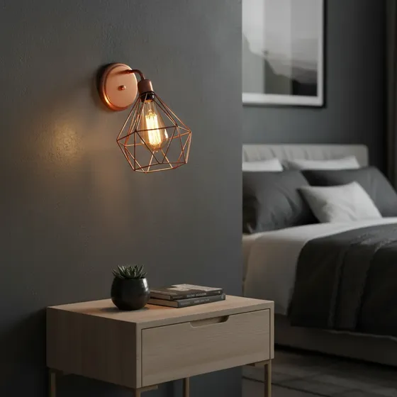 Arandela Curva Industrial Retro Aramado Diamante Cobre Total