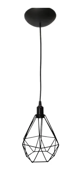 Lustre Industrial Pendente Retro Aramado Diamante Preto