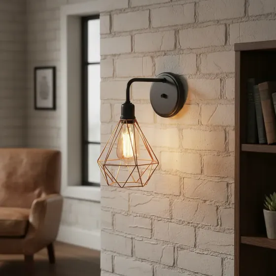 Lustre Industrial – Arandela Retrô Aramado Diamante Cobre