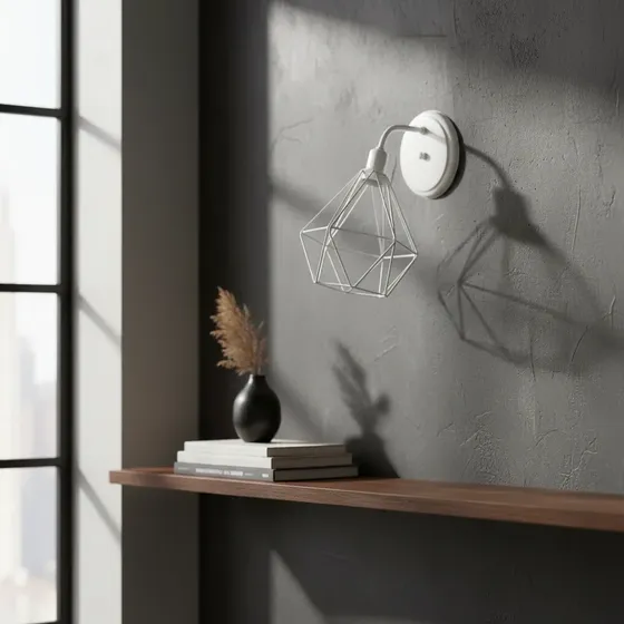 Arandela Curva Industrial Retro Aramado Diamante Branco