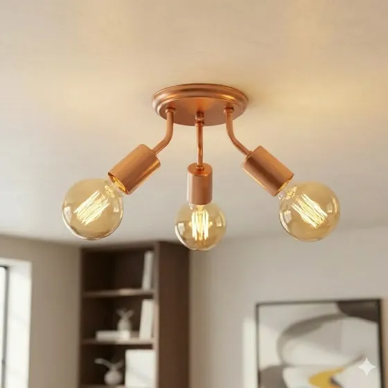 Luminária De Teto Moderna Clean 3 Lâmpadas Iluminação Forte