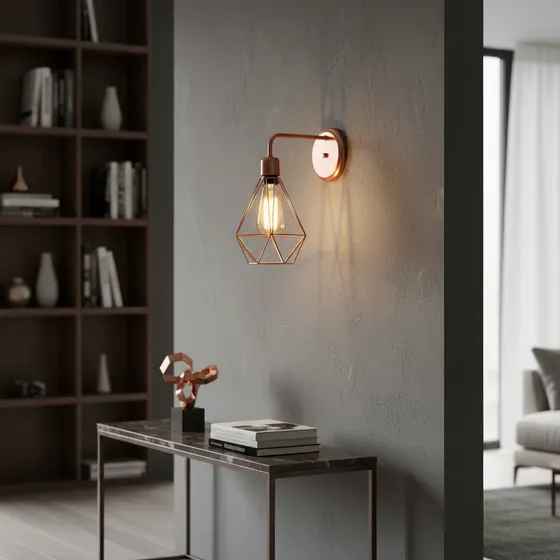 Arandela Industrial Aramado Retro Diamante Cobre Total