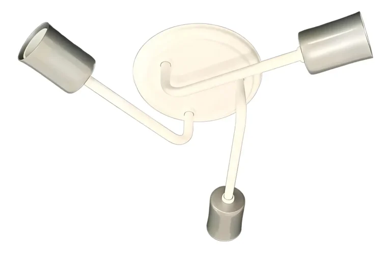 Lustre De Teto 3 Lâmpadas – Plafon Aranha Sputnik Copo Estrutura Branco Com Prata