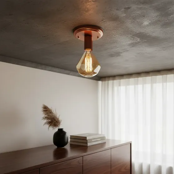 Lustre De Teto Industrial Vintage – Plafon Retro Clean Cobre