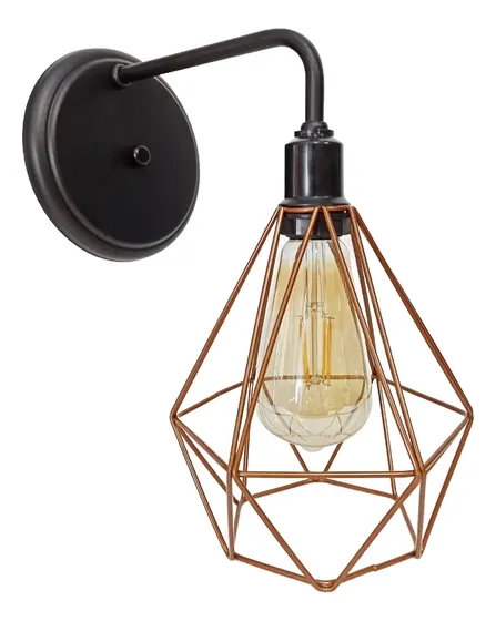 Lustre Arandela Aramado Diamante Cobre – 24×28 Cm