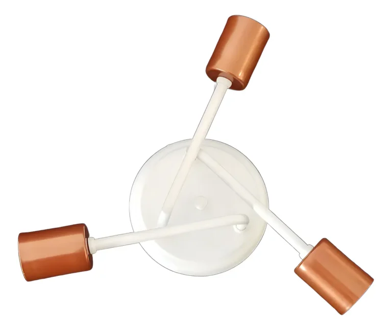 Lustre de Teto 3 Lâmpadas Plafon Sputnik Branco Cobre E27