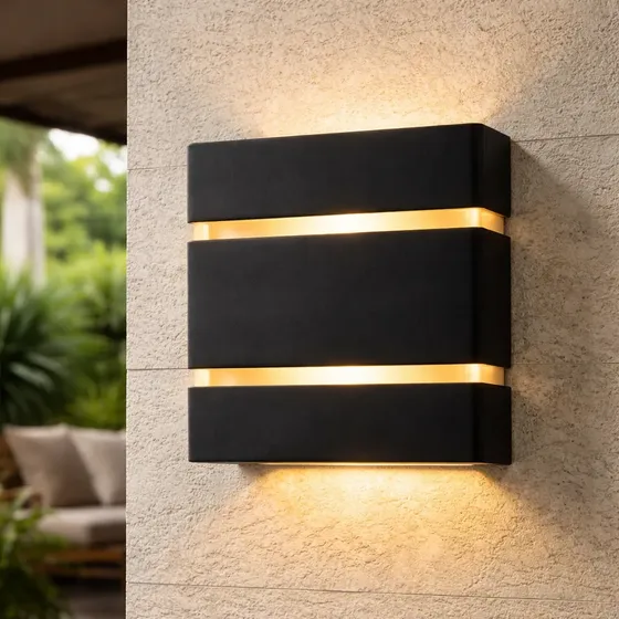 Arandela Slim Preto + Lâmpada Led Externa Friso Foco Moderna