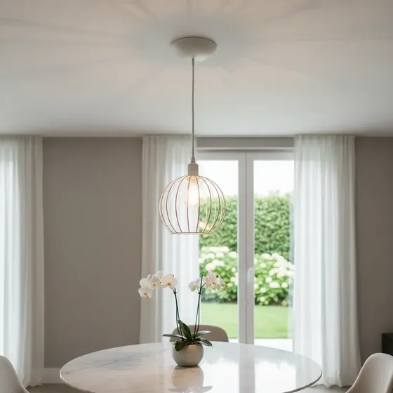 Lustre Pendente Aramado Globo Bolinha Branco