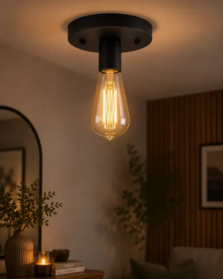 Lustre De Teto Industrial Vintage – Plafon Retro Clean Preto